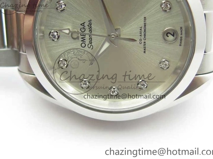 0321 SportInspired Aqua Terra 150M 34mm Ladies SS VSF 1:1 Best Edition Silver Dial Diamonds Markers on SS Bracelet A 7932